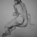 Study seated Charcoal on paper 65 x 50 cm