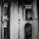 Lamppost at Night in Paris India Ink on Paper 65 x 50 cm