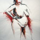Woman I India ink and acrylic paint on paper 65 x 50 cm